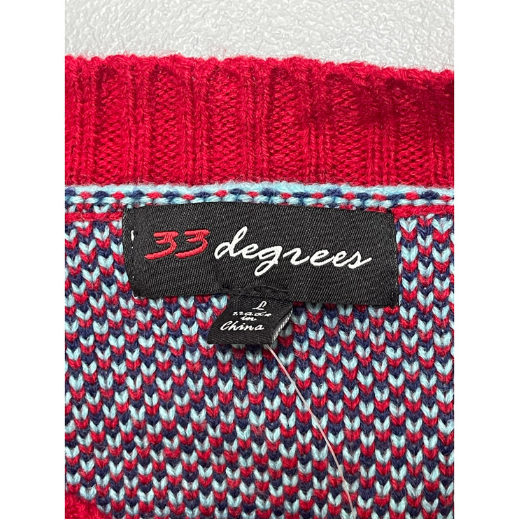 NEW 33 Degrees Merry & Bright Multicolor Oversized Holiday Sweater Top Size L