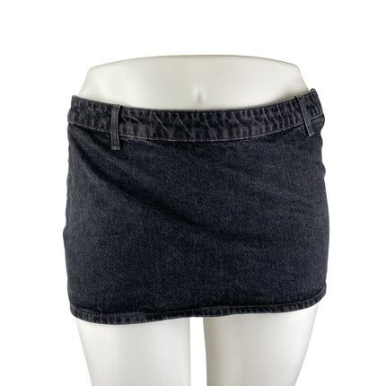Topshop Women's Black Washed Low Waist Y2k Micro Mini Denim Jean Skirt Size 12