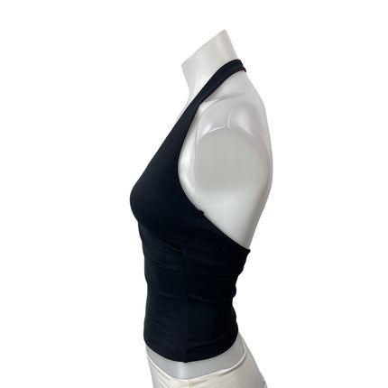 CSB Form Women's Black Sleeveless Crossover Wrap Halter V-Neck Tank Top Size XS