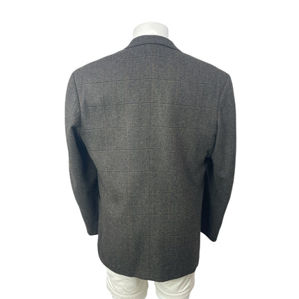 Torriani Vintage Twin Gray Plaid Collared Long Sleeve Blazer Coat Suit Jacket M