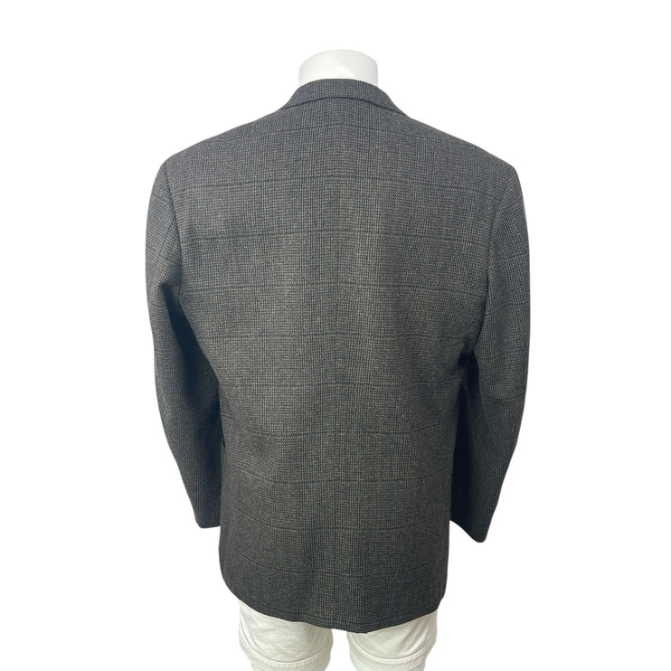 Torriani Vintage Twin Gray Plaid Collared Long Sleeve Blazer Coat Suit Jacket M
