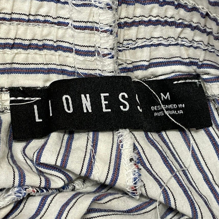 Lioness Womens White Blue Striped High Rise Baggy Wide Leg Trousers Pants Size M