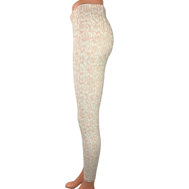 Old Navy Active White Pink Snake Print Mid Rise Activewear Fitness Legging Sz M