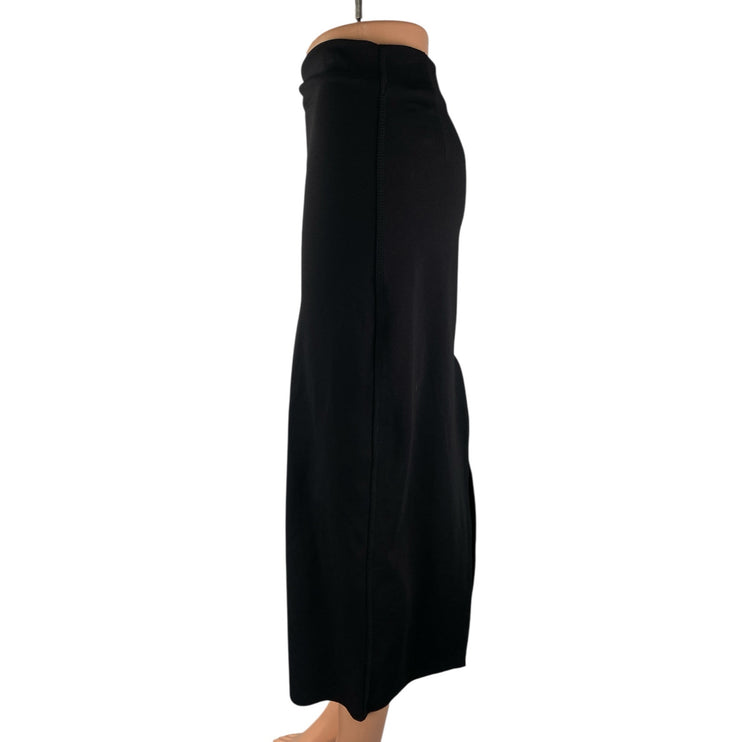 Zara Black High Rise Minimalist Back Slit Midi Bodycon Straight Pencil Skirt M