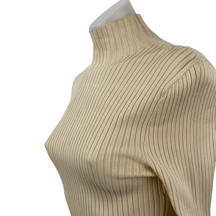 NEW Zara Women's Beige Turtleneck Ribbed Knit Long Sleeve Sweater Top Size M