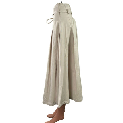 NEW Majestic Legon Beige High Waisted Smocked Tie Pleated A Line Mini Skirt Sz S