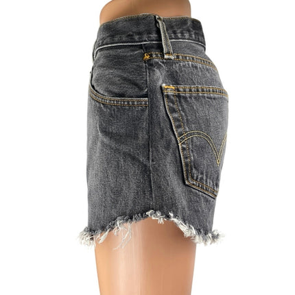 Levi's 501 Women's Black Button Fly High Waisted Cut Off Denim Jean Shorts Sz 38
