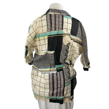 & Other Stories Multicolor Abstract Half Sleeve Button Down Tunic Shirt Top Sz 6