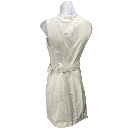 Club Monaco Women's White Sleeveless Half Zip Belted Mini Sheath Dress Size 6