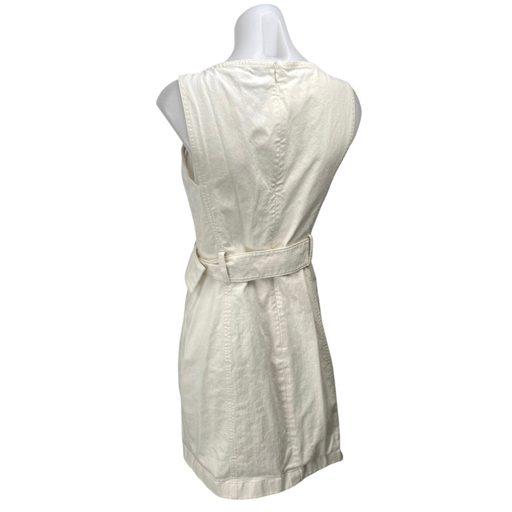 Club Monaco Women's White Sleeveless Half Zip Belted Mini Sheath Dress Size 6