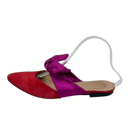 Vero Cuoio Marco Purple Red Bow Accent Slip On Pointed Toe Flats Sandals US 7.5