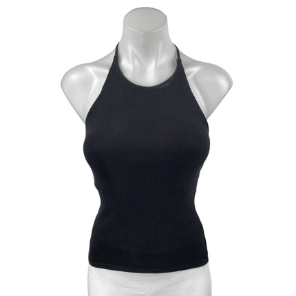 Zara Women's Black Sleeveless Rib Knit Halter Cami Camisole Crop Tank Top Size S