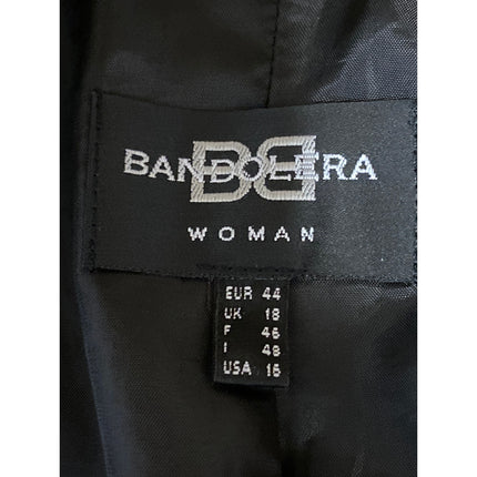 Bandolera Women's Black Long Sleeve Pinstriped Peak Lapel Blazer Coat Jacket 16