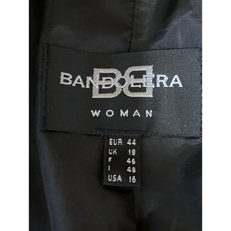 Bandolera Women's Black Long Sleeve Pinstriped Peak Lapel Blazer Coat Jacket 16