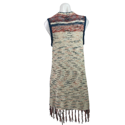 American Rag Cie Multicolor Sleeveless Open Front Fringe Cardigan Sweater Vest S