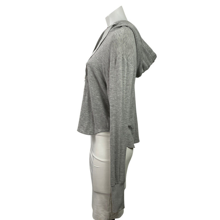 Heroine Sport Women's Gray Long Sleeve Hoodie Hooded Boxy Sweatshirt Top Size XS