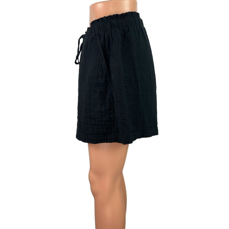 NEW Gap Women's Black Drawstring Wide Leg High Rise Casual Mini Shorts Size L