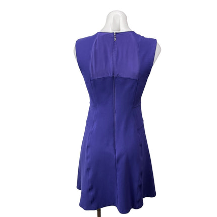Rebecca Taylor 100% Silk Women's Blue Sleeveless Split V-neck Aline Mini Dress 2