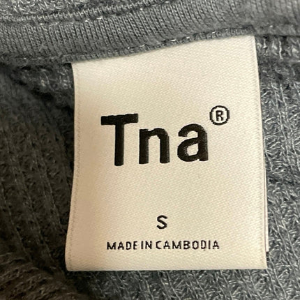 Aritzia TNA Blue Waffle Knit Thermal Full Zip Cropped Hoodie Hooded Sweatshirt S