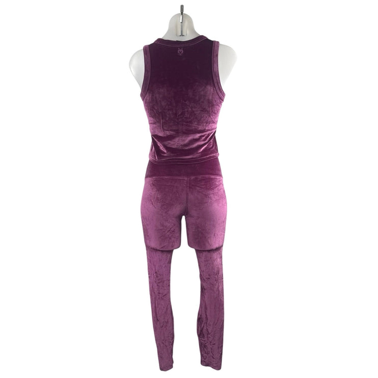 Greyson Elara Velvet Velour Tank Top Leggings Yoga Gym Athletic Activewear Set M