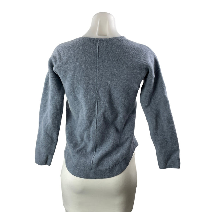 Jigsaw Women's Blue Wool Cashmere Knit Long Sleeve V Neck Sweater Top Size S