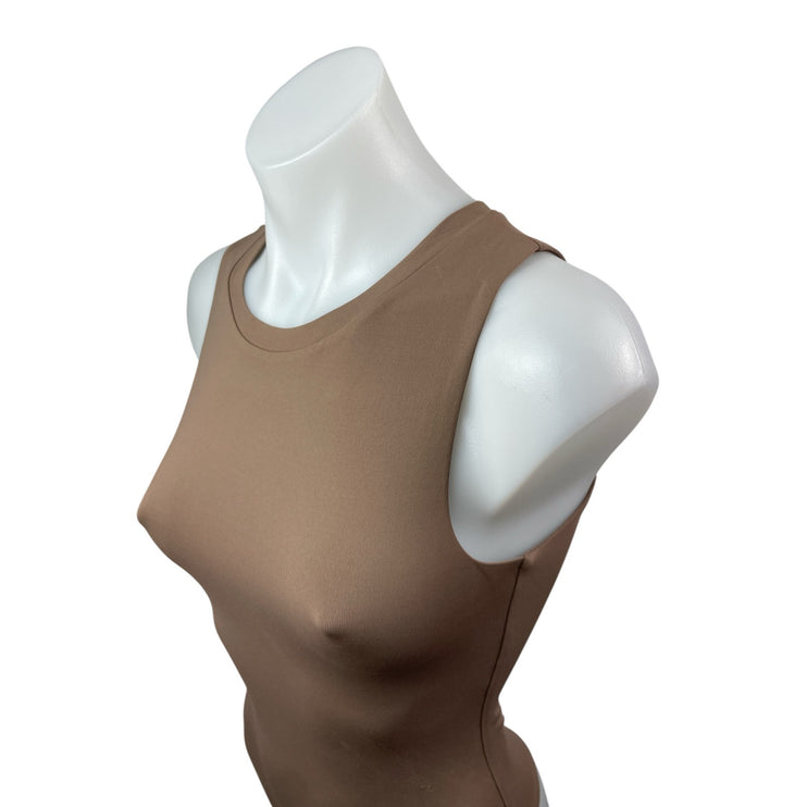 Aritzia Babaton Contour Crew Muscle Women's Beige Sleeveless Tank Bodysuit Top S