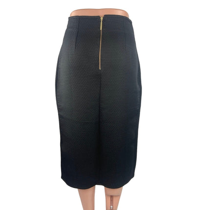 Closet Black Asymmetrical Button Front Pencil Cut Knee Length Wrap Skirt Size 6