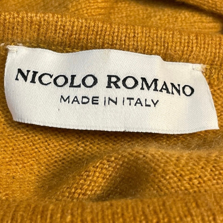 Nicolo Romano Men's Yellow Mustard Long Sleeve Knit Pullover Sweater Top Size L