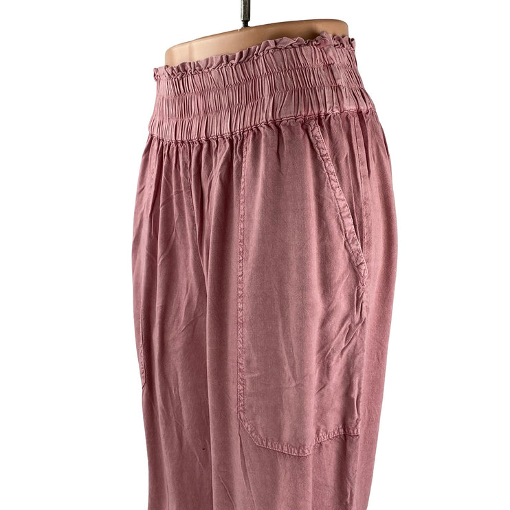 Devi Women's Pink Elastic Waist High Rise Casual Tapered Jogger Trousers Pants L