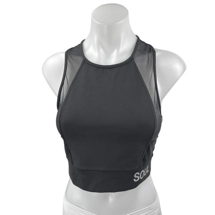 Lululemon Soul Black Mesh Sleeveless Racerback Yoga Athletic Crop Top Size M