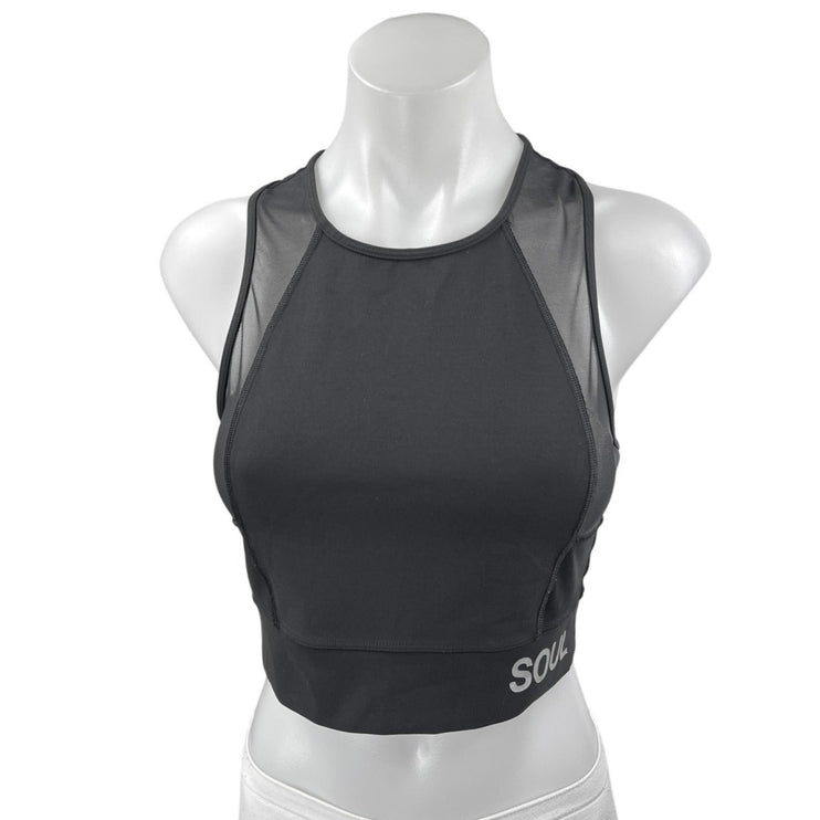 Lululemon Soul Black Mesh Sleeveless Racerback Yoga Athletic Crop Top Size M