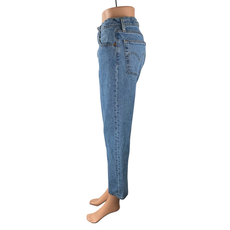 Levi's 501 Women's Blue Coloblock Patchwork Straight High Rise Denim Jeans Sz 28