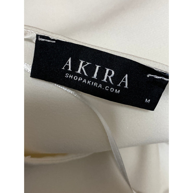Akira Women's White Ruffle Bell Sleeve Round Neck Peplum Blazer Coat Jacket Sz M