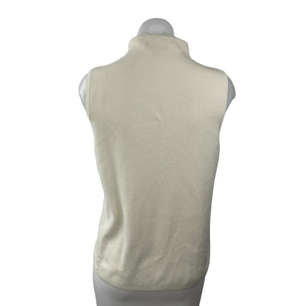 Cable & Gauge Women's White Ivory Sleeveless Knit Turtleneck Blouse Top Size L