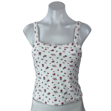 Danielle Guizio Dani Terry Women's White Pink Sleeveless Floral Cami Tank Top S