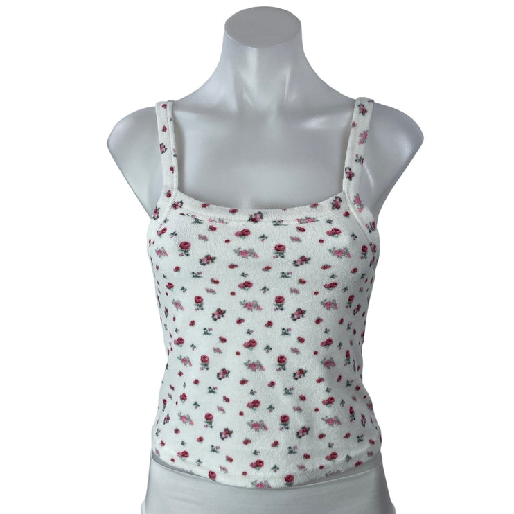 Danielle Guizio Dani Terry Women's White Pink Sleeveless Floral Cami Tank Top S