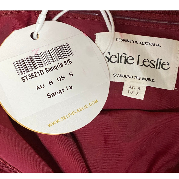 NEW Selfie Leslie After Party Sangria Red Strapless Tube Ruffle Mini Dress Sz S