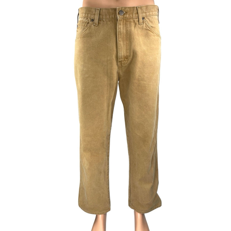 Dickies Men's Tan Mid Rise Chino Khaki Straight Leg Casual Pants Size 34x30