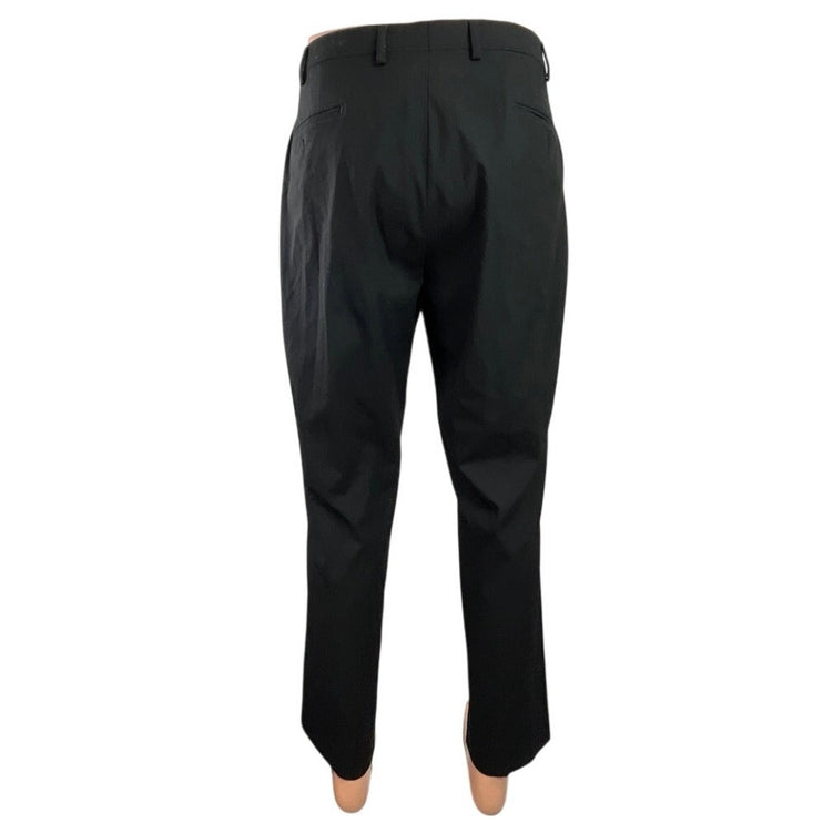 Calvin Klein Men's Black High Waisted Straight Leg Trousers Dress Pants Size L