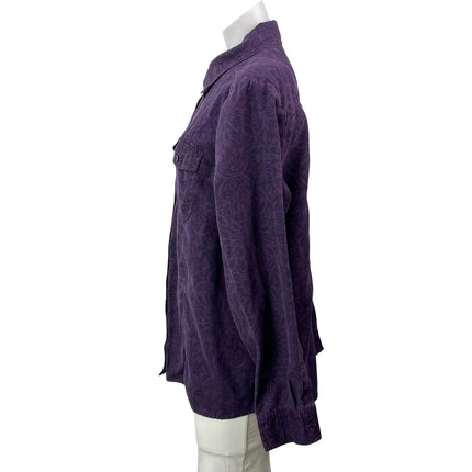 Croft & Barrow Women's Purple Paisley Long Sleeve Button Down Shirt Top Size XL