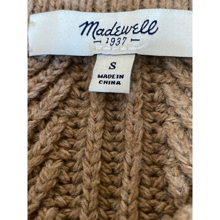 Madewell Women's Brown Chunky Rib Knit Crewneck Long Sleeve Sweater Top Size S