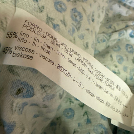 Zara Blue Linen Floral Sleeveless Smocked Mini Cami Camisole Tank Dress Size M