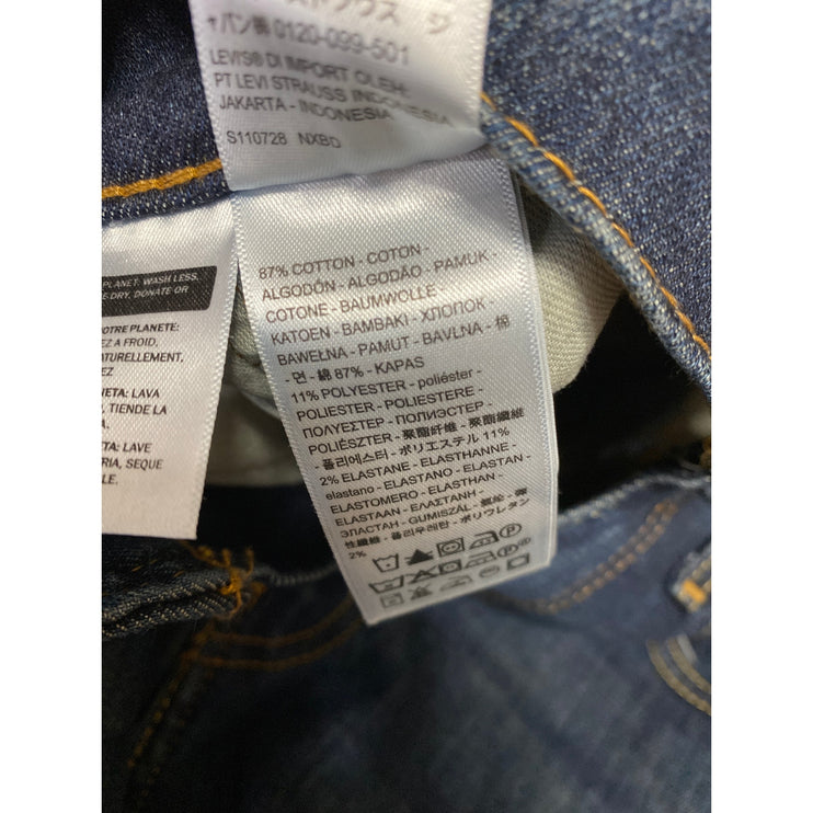 Levi's Men's Blue Mid Rise Dark Wash Button Skinny Leg Denim Jeans Size W29 L30