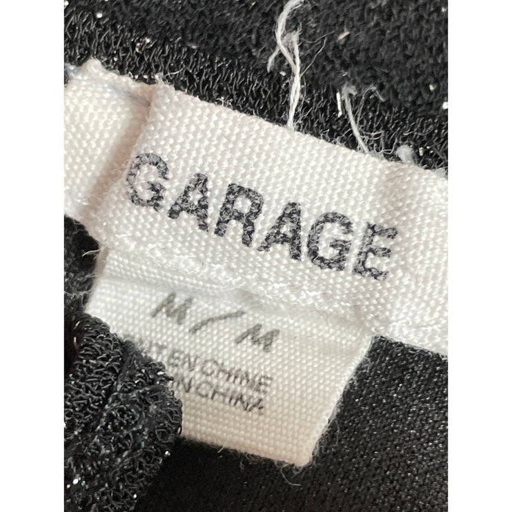 Garage Black Glitter Sparkly Shimmer Square Neck Cami Tank Thong Bodysuit Top M