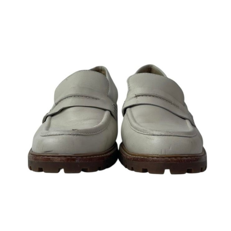 Madewell The Corinne Women's White Leather Round Toe Slip On Loafers Shoes 8.5