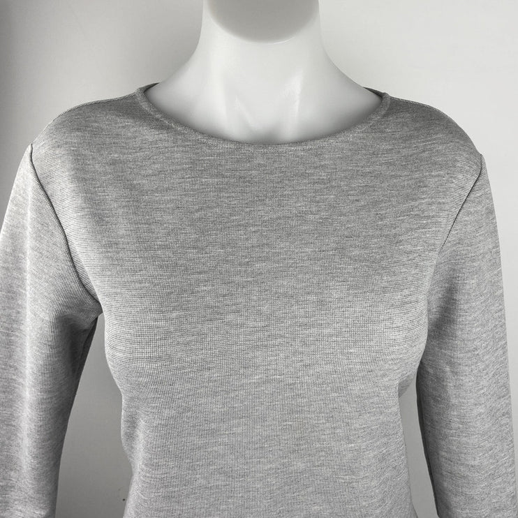 Uniqlo Gray Crewneck 3/4 Sleeve Back Zipper Knee Length Casual Shift Dress Sz XS