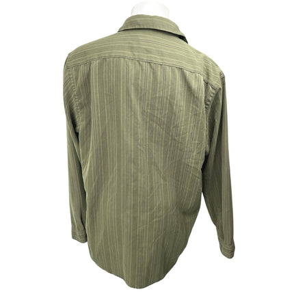 Denver Hayes Men's Green Striped Long Sleeve Pocket Button Down Shirt Top Sz XL