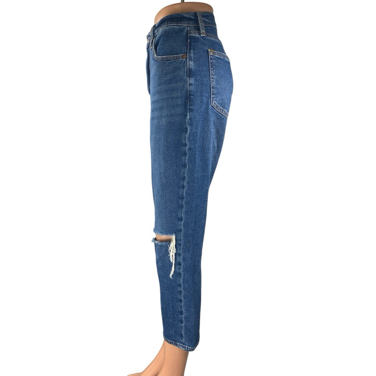 Abercrombie & Fitch Ankle Straight Ultra High Rise Distressed Denim Jeans Sz 26