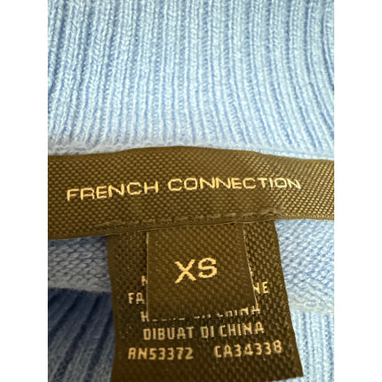 French Connection Blue Long Balloon Sleeve Turtleneck Cut Out Sweater Top Sz XS