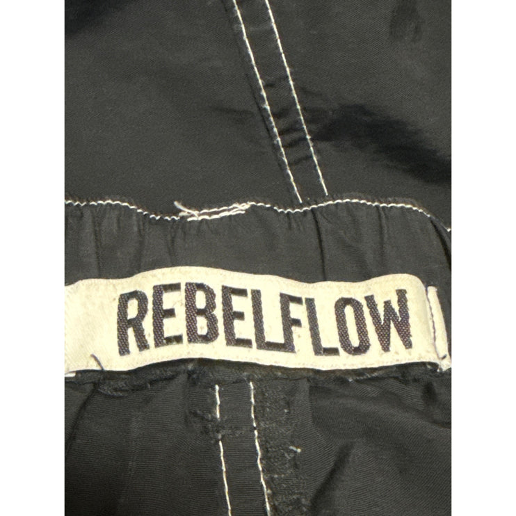 Rebelflow Black High Waisted Straight Palazzo Wide Leg Cargo Trousers Pants S